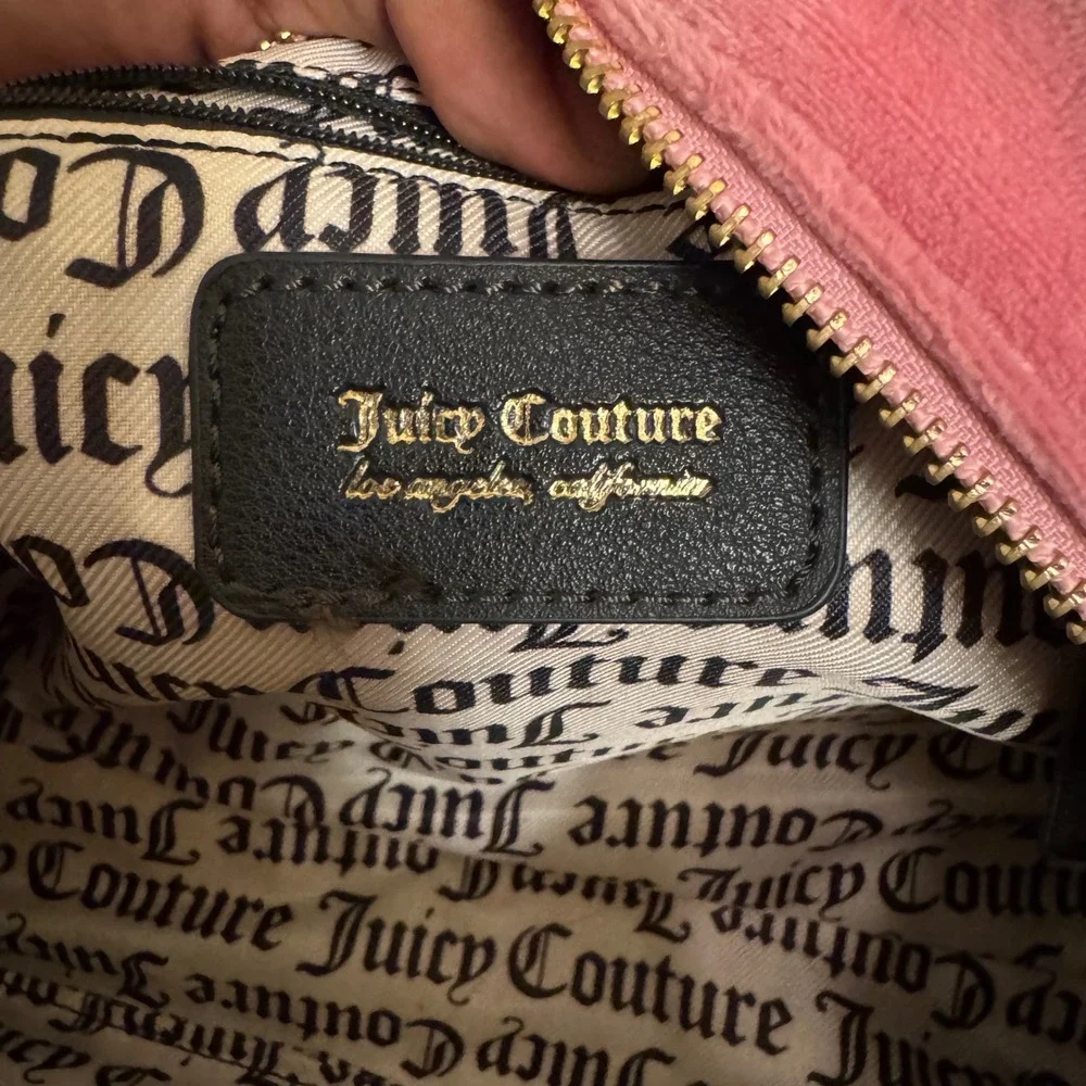 Vintage Y2K Juicy Couture Pink Velour Satchel Bag and Matching Wallet Set Rare